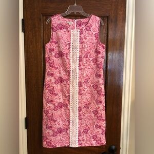Talbots Pink Cotton Pique Shell Print Dress - Size 12